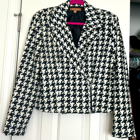 Ellen Tracy Jackets & Blazers - New Ellen Tracy moto style houndstooth zip blazer jacket Size 14